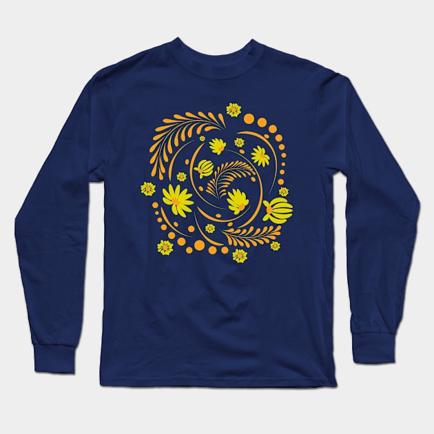 Folk flowers floral art print Flowers abstract art Long Sleeve T-Shirt by Eskimos